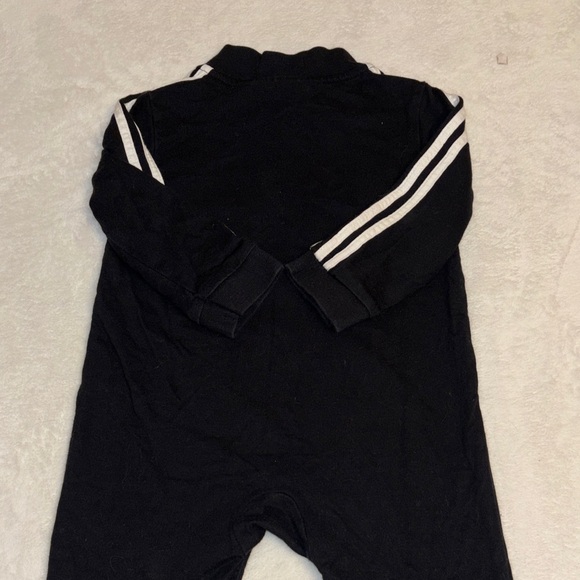 adidas Black Baby Zipper One-Piece with White Stripes - Picture 8 of 9